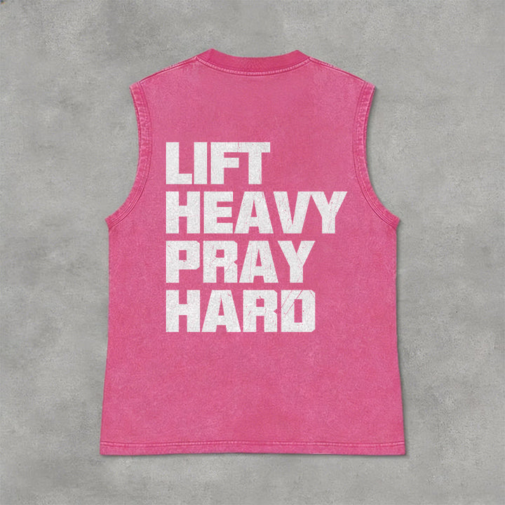 Christianartworkshop Lift Heavy Pray Hard Unisex Washed Tank Top - image 32
