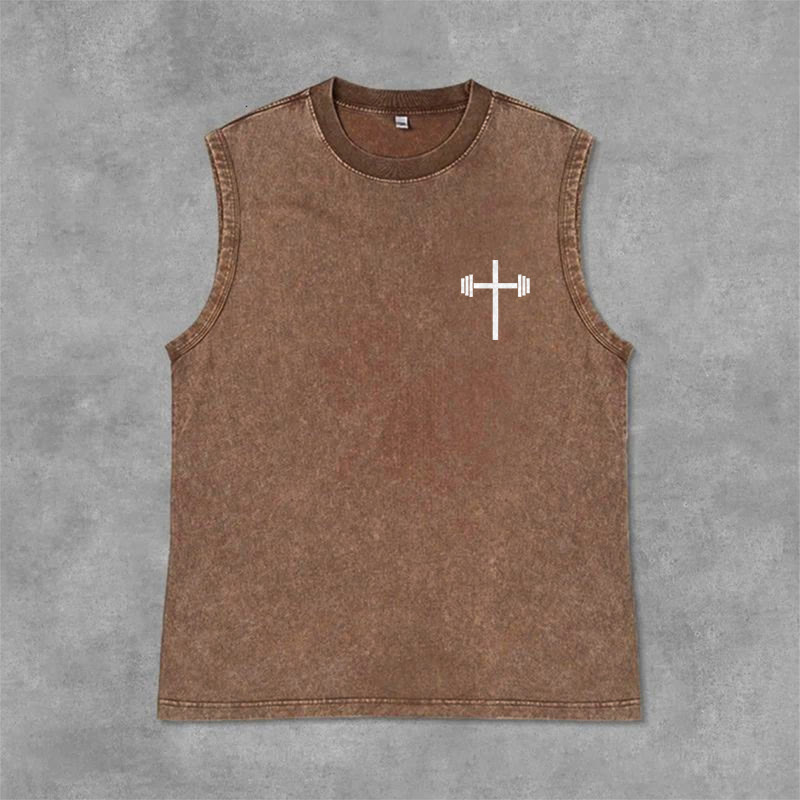 Christianartworkshop Lift Heavy Pray Hard Unisex Washed Tank Top - image 8