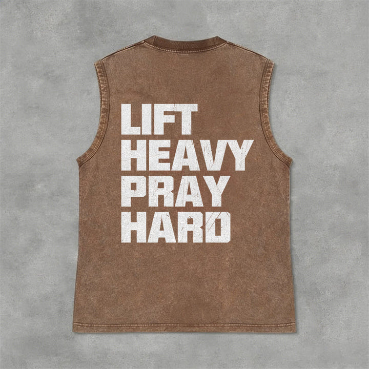 Christianartworkshop Lift Heavy Pray Hard Unisex Washed Tank Top - image 11