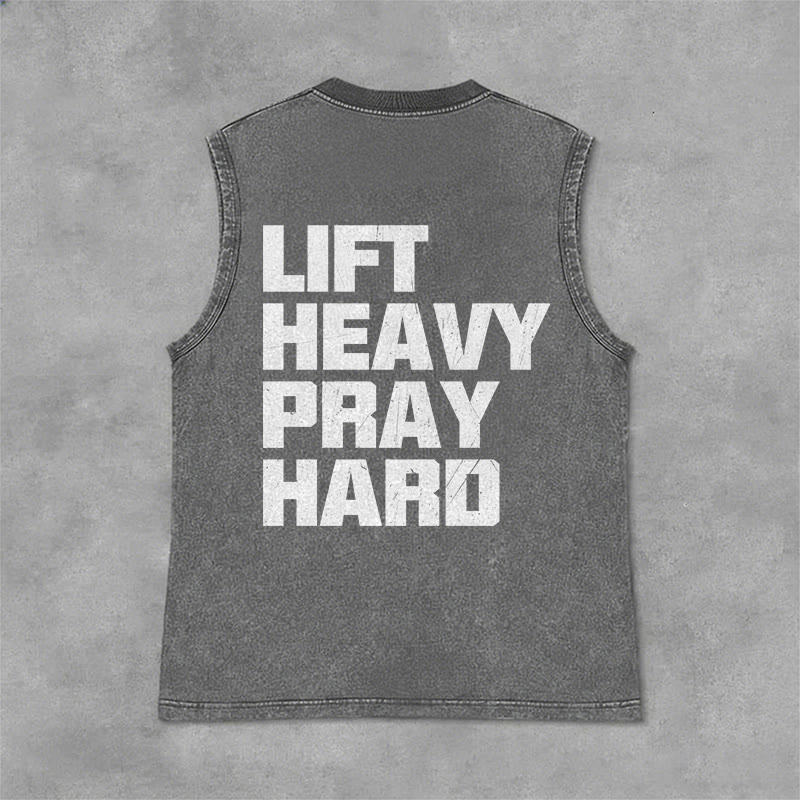 Christianartworkshop Lift Heavy Pray Hard Unisex Washed Tank Top - image 18