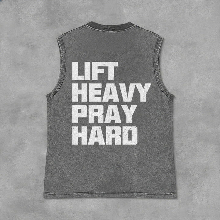 Christianartworkshop Lift Heavy Pray Hard Unisex Washed Tank Top - image 18