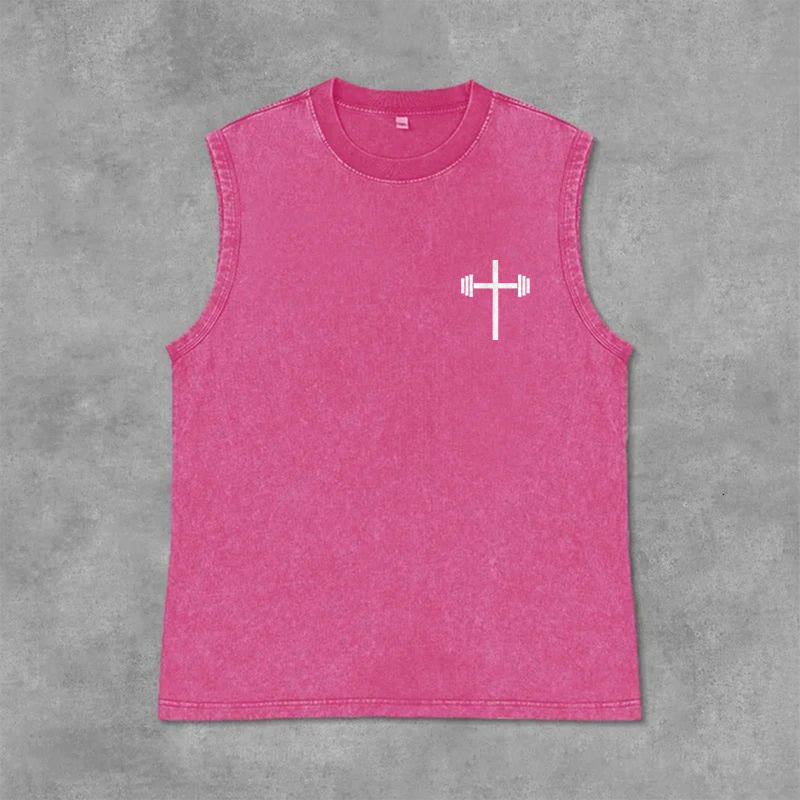 Christianartworkshop Lift Heavy Pray Hard Unisex Washed Tank Top - image 30