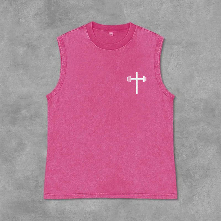 Christianartworkshop Lift Heavy Pray Hard Unisex Washed Tank Top - image 30