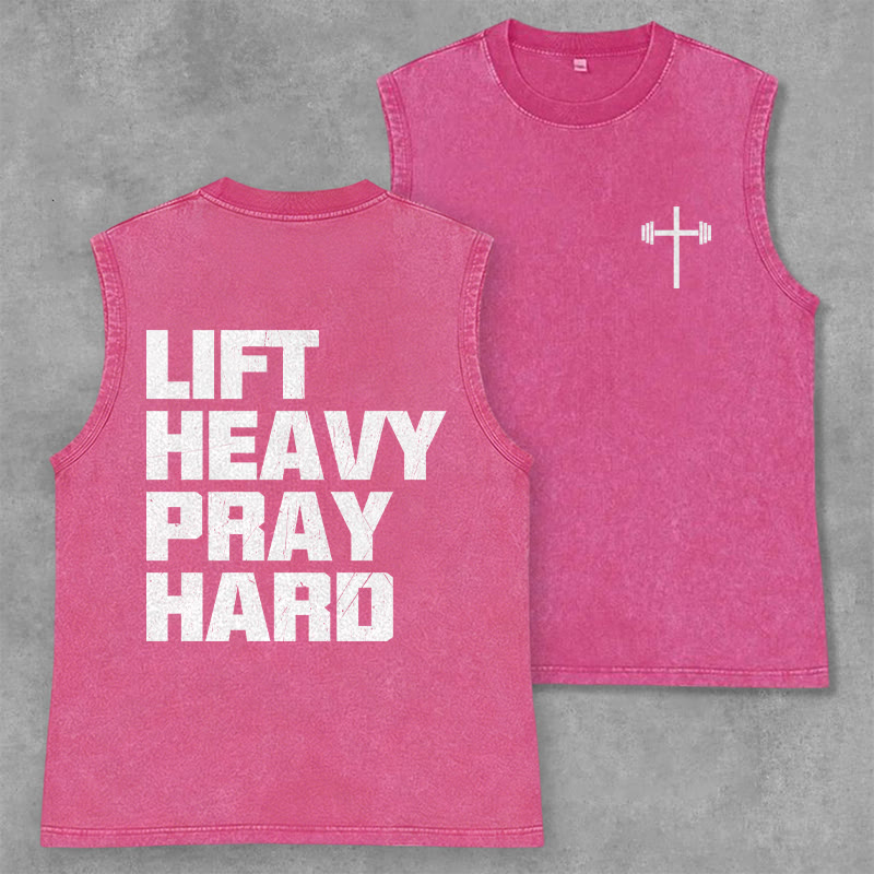 Christianartworkshop Lift Heavy Pray Hard Unisex Washed Tank Top - Pink - 2XL - image 29