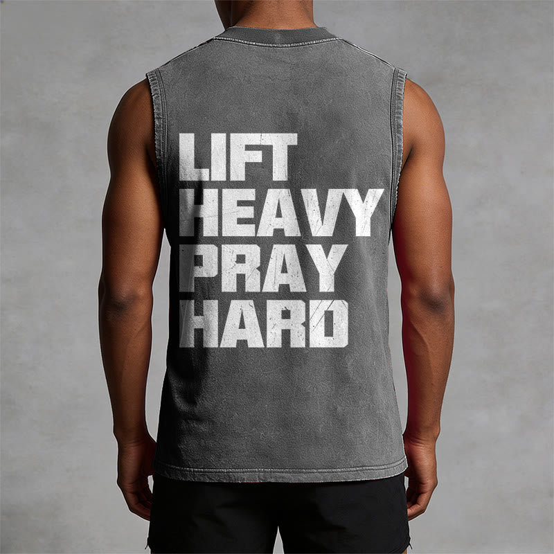 Christianartworkshop Lift Heavy Pray Hard Unisex Washed Tank Top - image 19