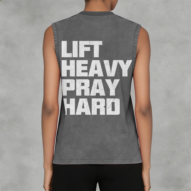Christianartworkshop Lift Heavy Pray Hard Unisex Washed Tank Top - image 20