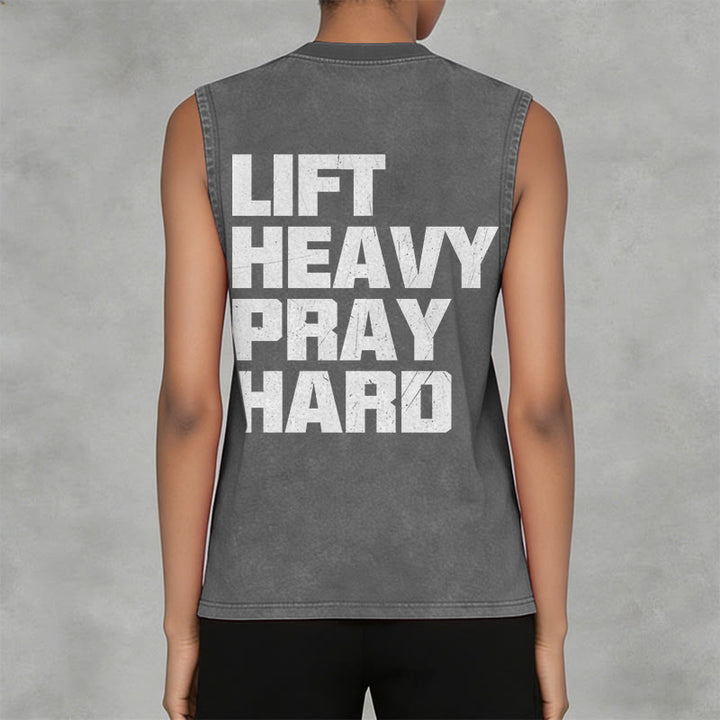 Christianartworkshop Lift Heavy Pray Hard Unisex Washed Tank Top - image 20