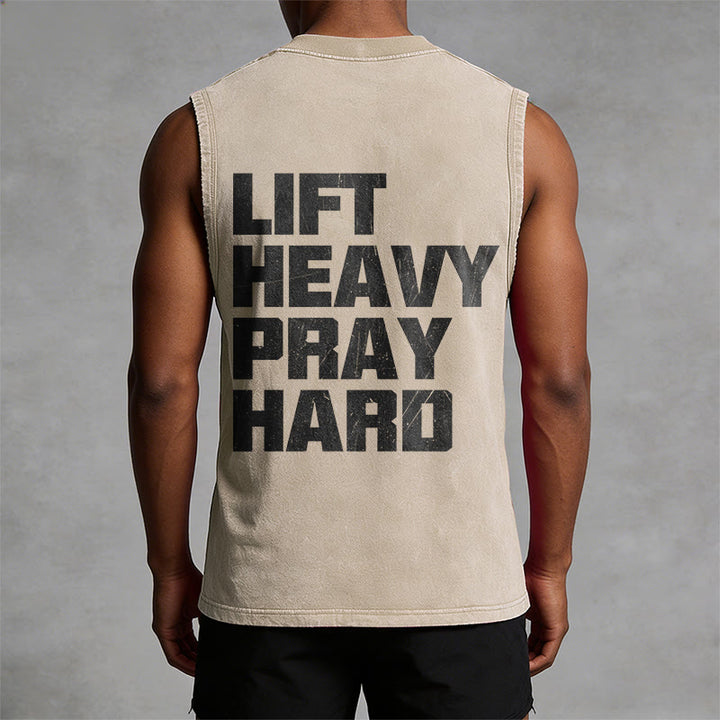 Christianartworkshop Lift Heavy Pray Hard Unisex Washed Tank Top - image 26