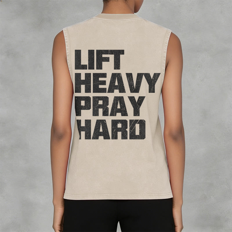 Christianartworkshop Lift Heavy Pray Hard Unisex Washed Tank Top - image 27