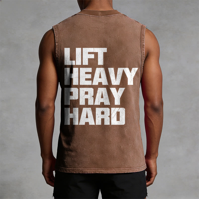 Christianartworkshop Lift Heavy Pray Hard Unisex Washed Tank Top - image 12