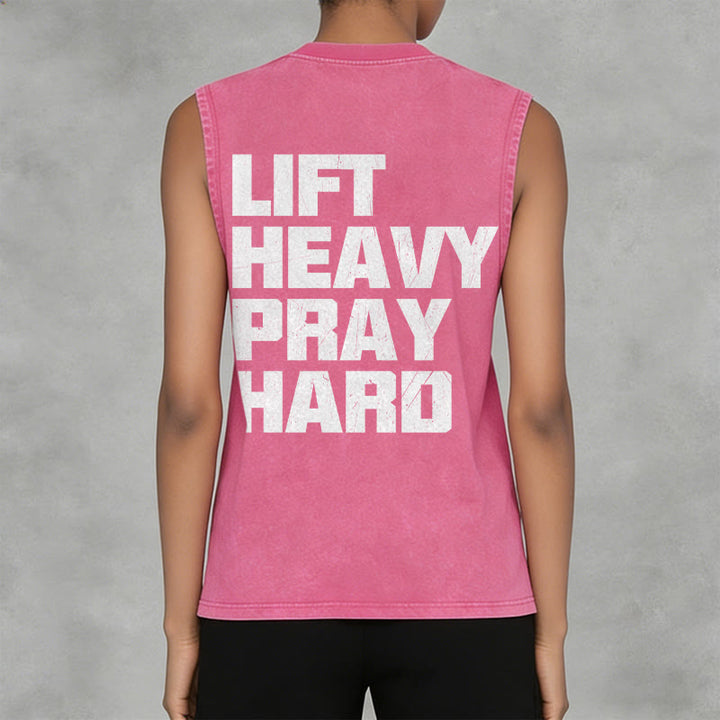 Christianartworkshop Lift Heavy Pray Hard Unisex Washed Tank Top - image 34
