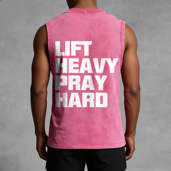 Christianartworkshop Lift Heavy Pray Hard Unisex Washed Tank Top - image 33