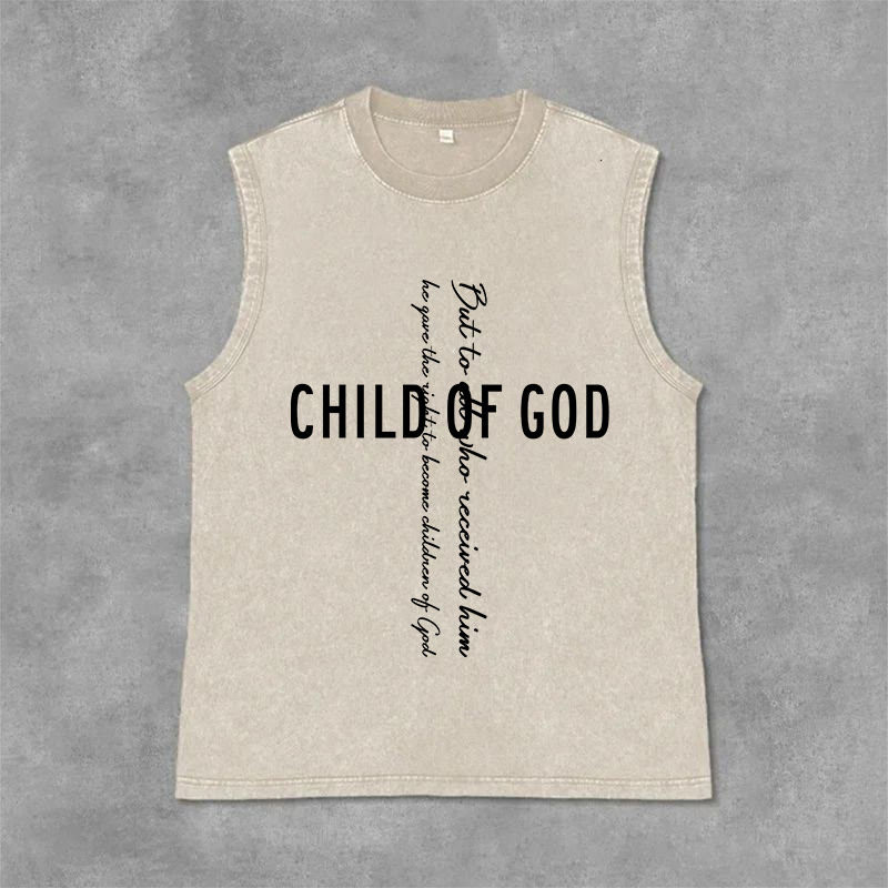 Christianartworkshop Child Of God Scripture Unisex Washed Tank Top - Beige - 2XL - image 3