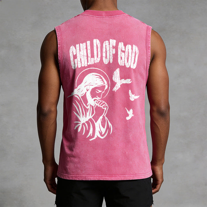 Christianartworkshop Praying Jesus Child Of God Faith Unisex Washed Tank Top - image 13