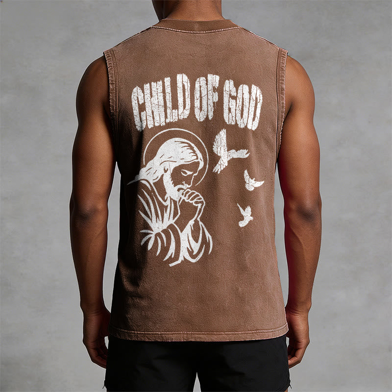 Christianartworkshop Praying Jesus Child Of God Faith Unisex Washed Tank Top - image 4