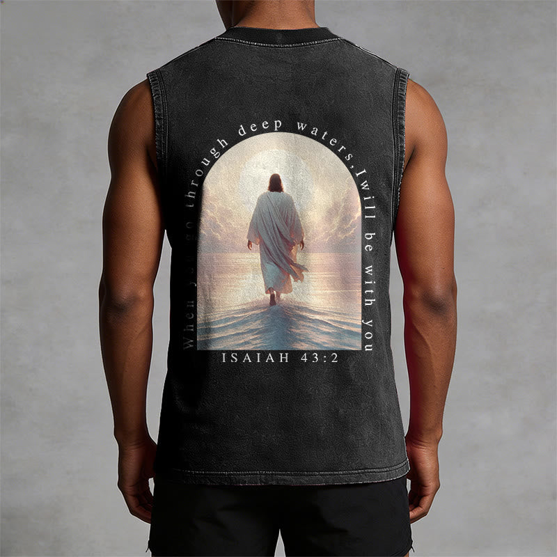 Christianartworkshop Isaiah 43:2 I Will Be With You Unisex Washed Tank Top - image 1