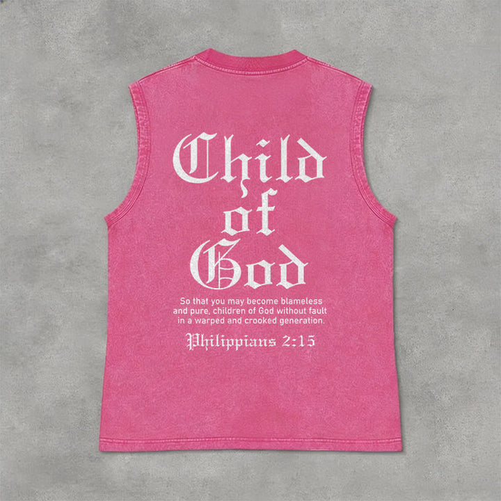 Christianartworkshop Child Of God Philippians 2:15 Unisex Washed Tank Top - Pink - 2XL - image 12