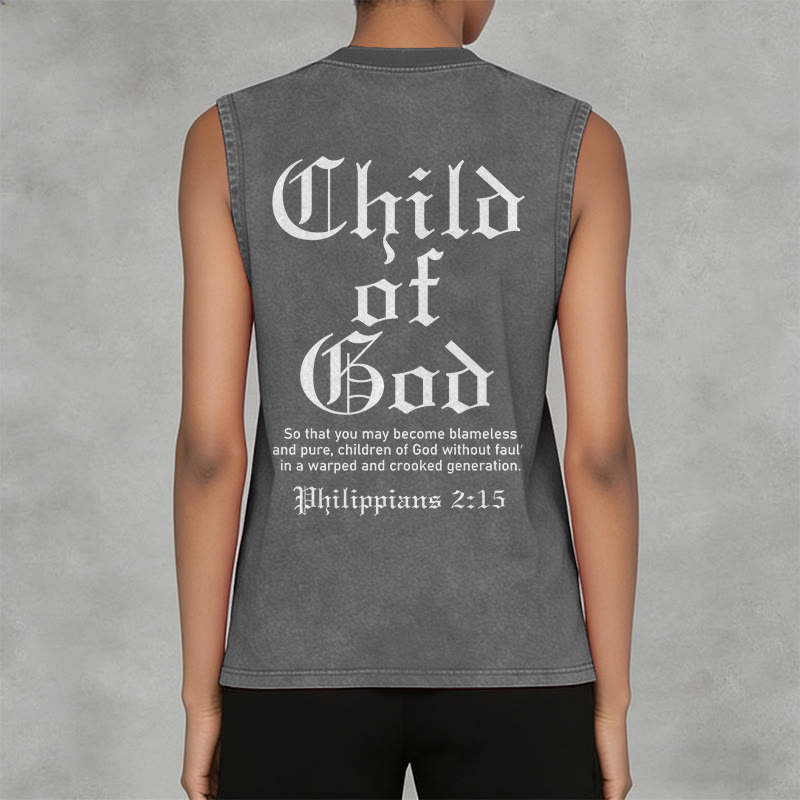 Christianartworkshop Child Of God Philippians 2:15 Unisex Washed Tank Top - image 5