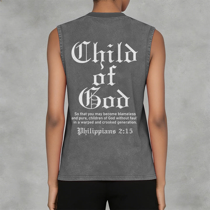 Christianartworkshop Child Of God Philippians 2:15 Unisex Washed Tank Top - image 5