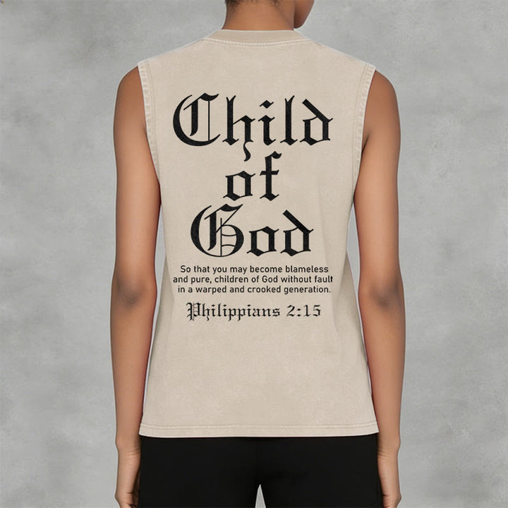 Christianartworkshop Child Of God Philippians 2:15 Unisex Washed Tank Top - image 8