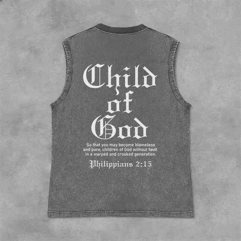 Christianartworkshop Child Of God Philippians 2:15 Unisex Washed Tank Top - Grey - 2XL - image 3