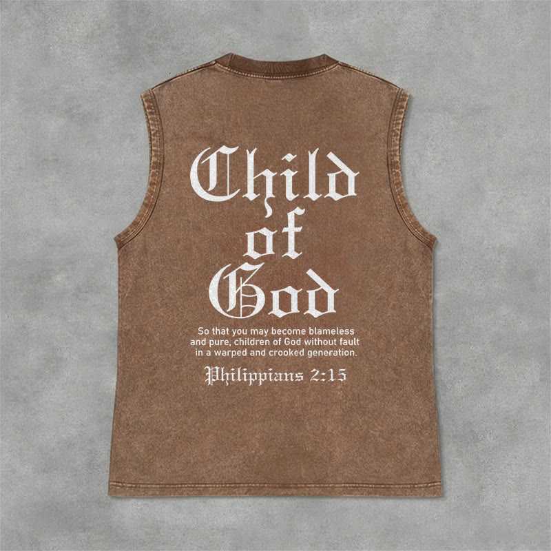 Christianartworkshop Child Of God Philippians 2:15 Unisex Washed Tank Top - Brown - 2XL - image 0