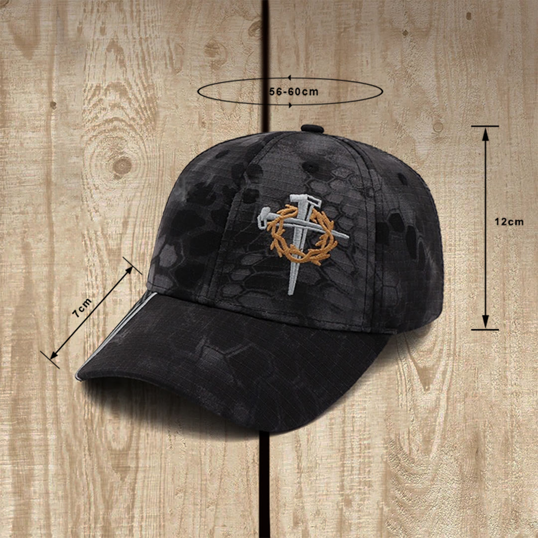Christianartworkshop Nail Cross Crown of Thorns Embroidered Trucker Hat - image 1