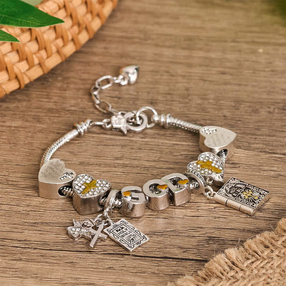 Christianartworkshop GOD & Bible Charm Bracelet with Cross and Scripture Beads: A Symbol of Unwavering Faith and Divine Love - image 3