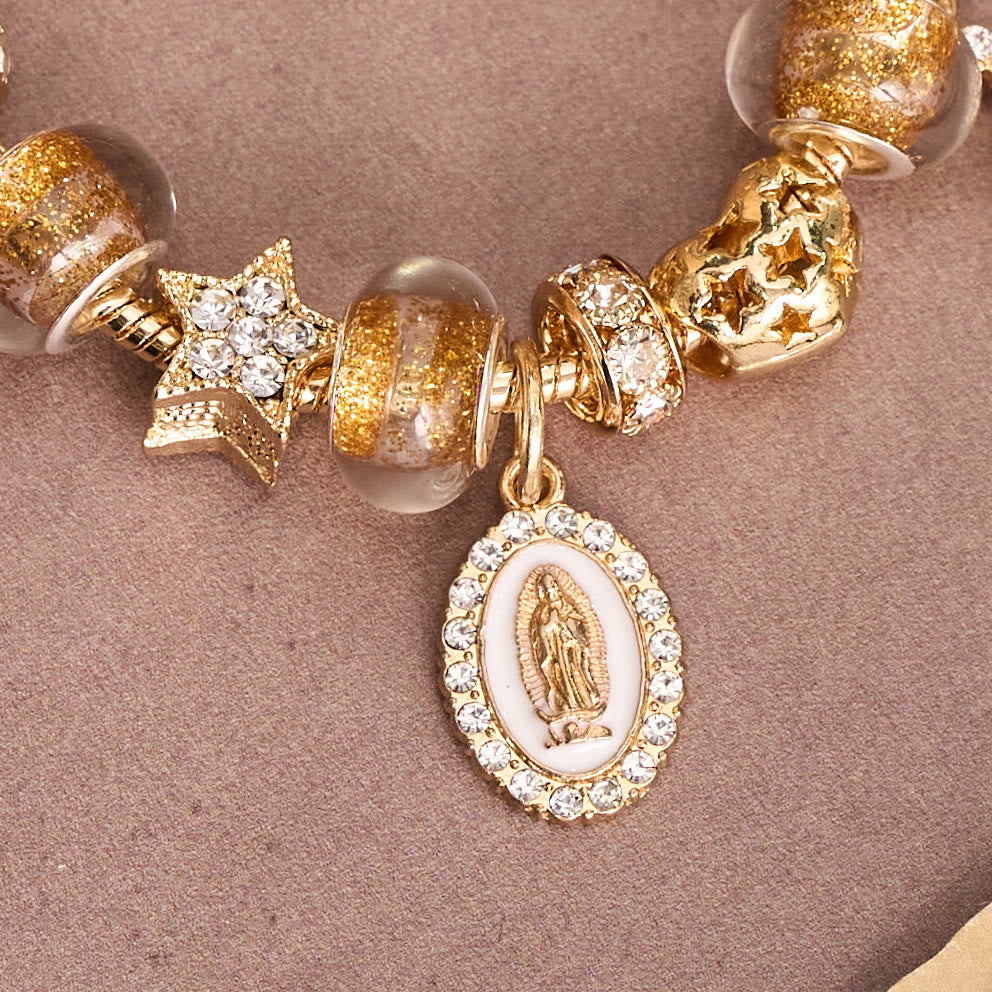Christianartworkshop Ornate Virgin Mary & Cross Charm Bracelet: A Dazzling Symbol of Marian Grace and Redemption - image 4
