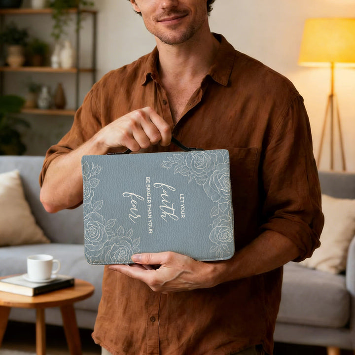 Christianartworkshop Let Your Faith Be Bigger Than Your Fear Floral Bible Cover - image 3