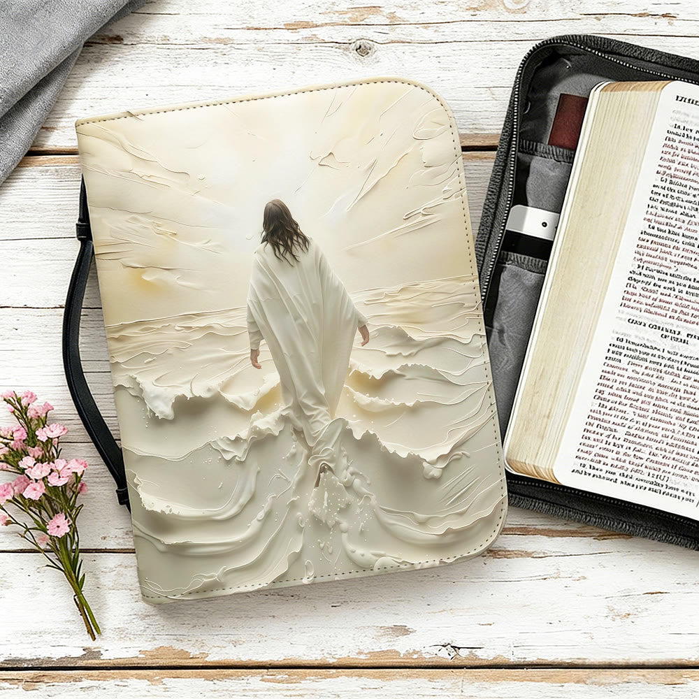 Christianartworkshop Neutral Tone Jesus Walking on Water Art Bible Cover - image 13