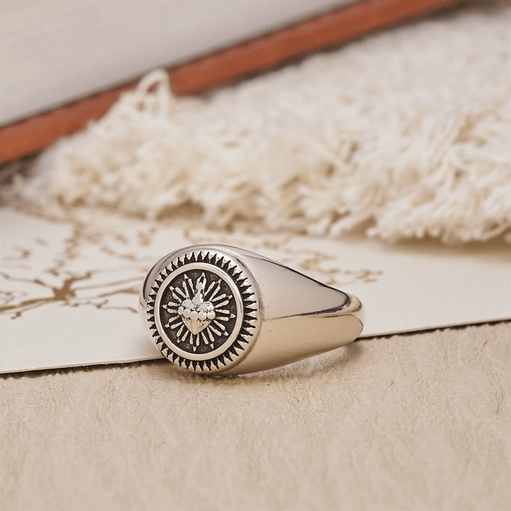 Christianartworkshop Sacred Heart Adjustable Signet Ring: A Symbol of Divine Love and Heavenly Devotion - image 3