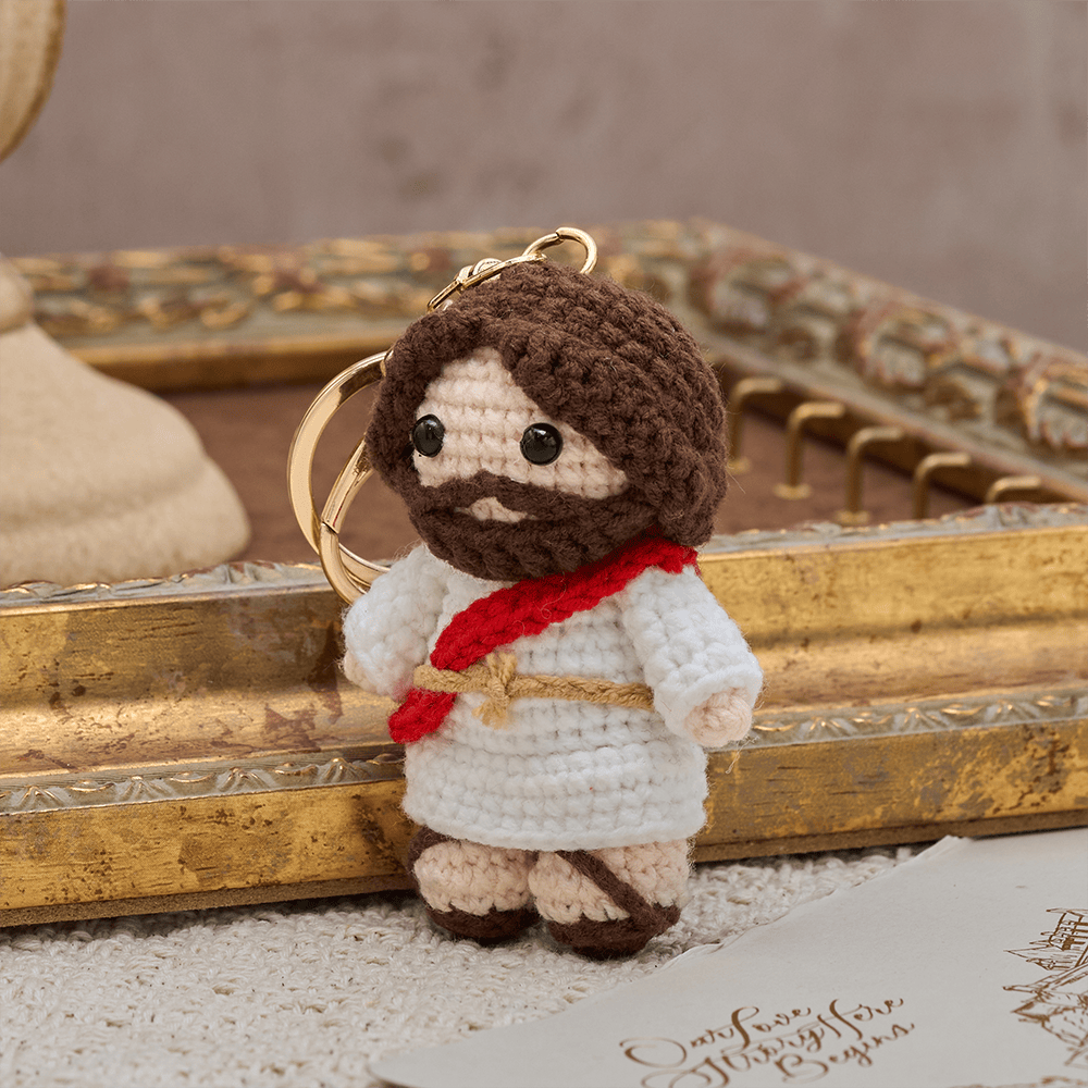 Christianartworkshop Handmade Crochet Q-Style Jesus Keychain: A Symbol of Gentle Love and Divine Comfort - image 4