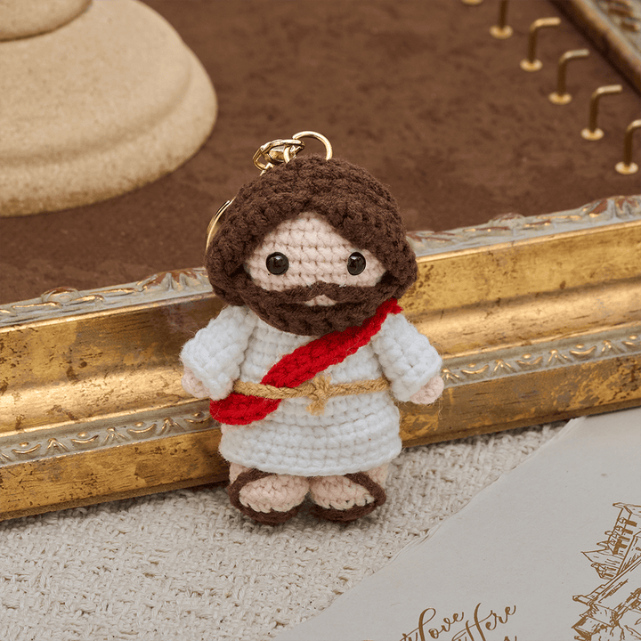 Christianartworkshop Handmade Crochet Q-Style Jesus Keychain: A Symbol of Gentle Love and Divine Comfort - image 2