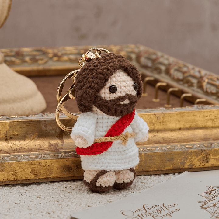 Christianartworkshop Handmade Crochet Q-Style Jesus Keychain: A Symbol of Gentle Love and Divine Comfort - image 3