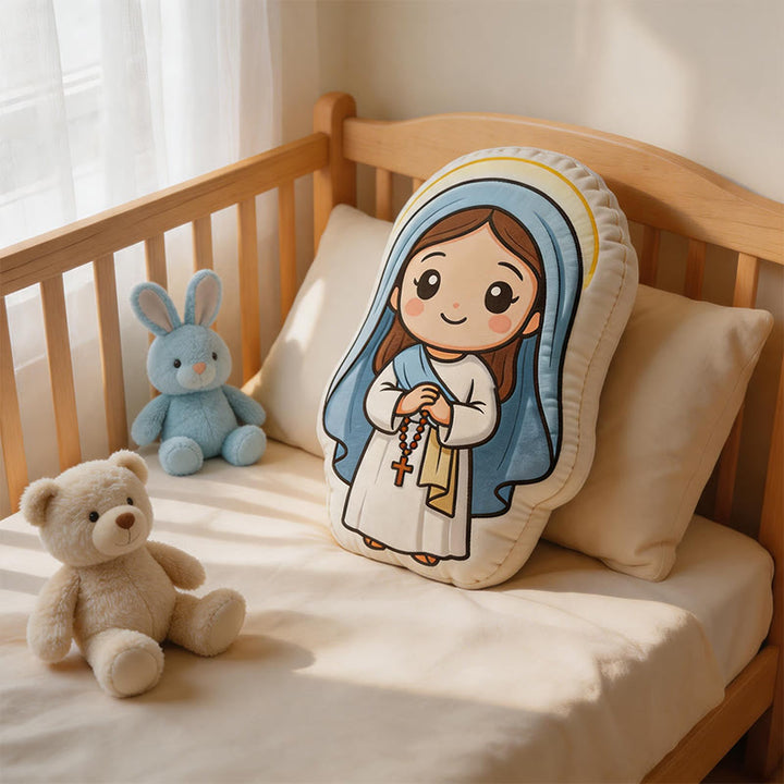 Christianartworkshop Cute Our Lady with Rosary Shaped Plush Pillow: Faith-Inspired Cozy Home Decor - image 2