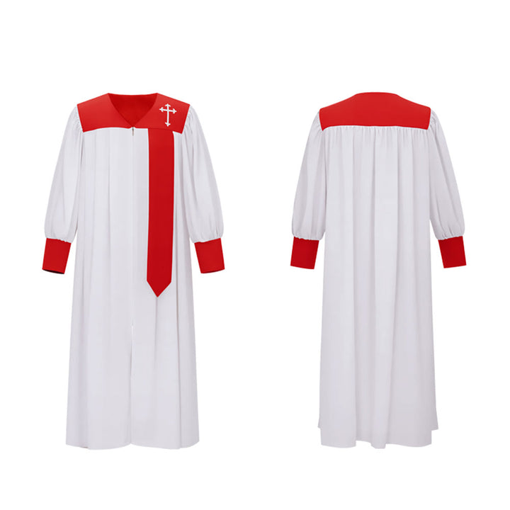 Christianartworkshop Distinctive White Church Clergy Robe with Red Collar & Cross Emblem - image 15