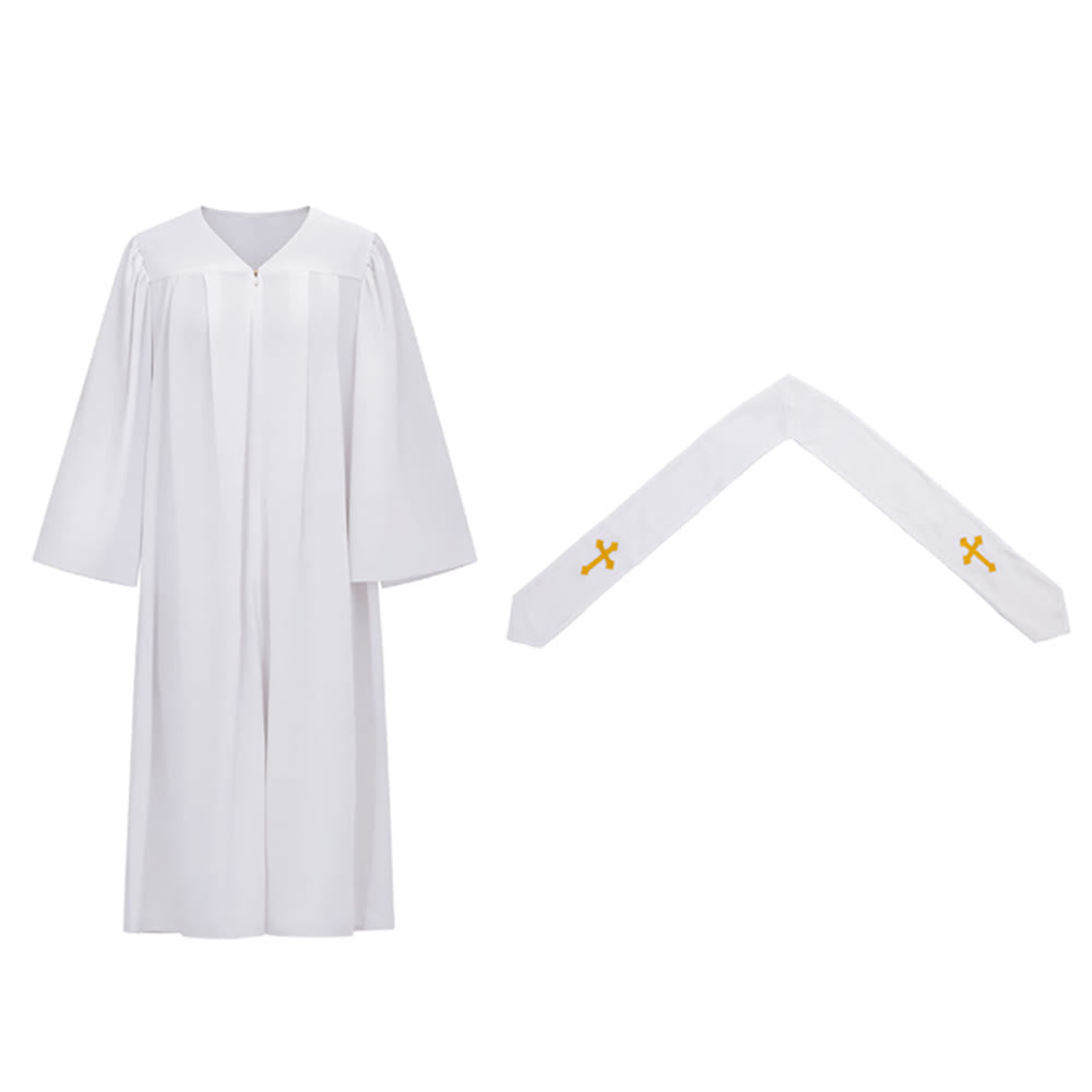 Christianartworkshop Elegant Black & White Clergy Robes: Golden Cross Detail - image 5