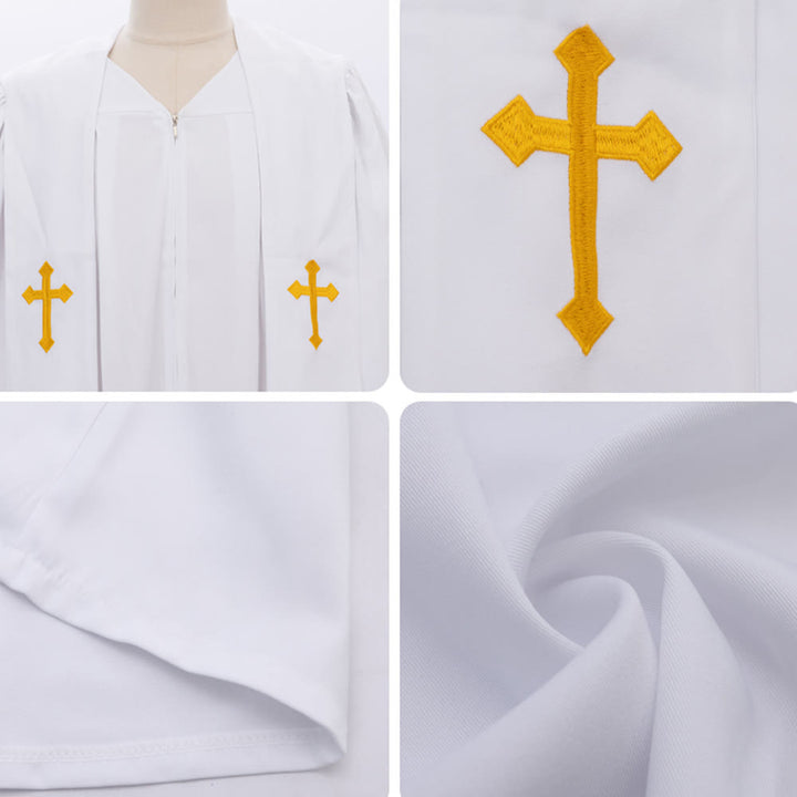 Christianartworkshop Elegant Black & White Clergy Robes: Golden Cross Detail - image 17