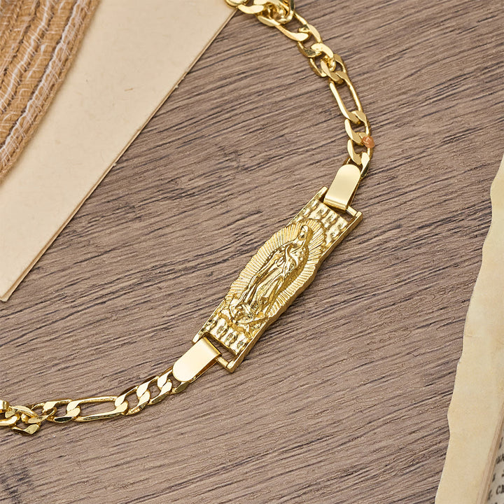 Christianartworkshop Figaro Chain Bracelet with Marian & St. Jude Devotional Medallions: A Symbol of Divine Protection - image 4