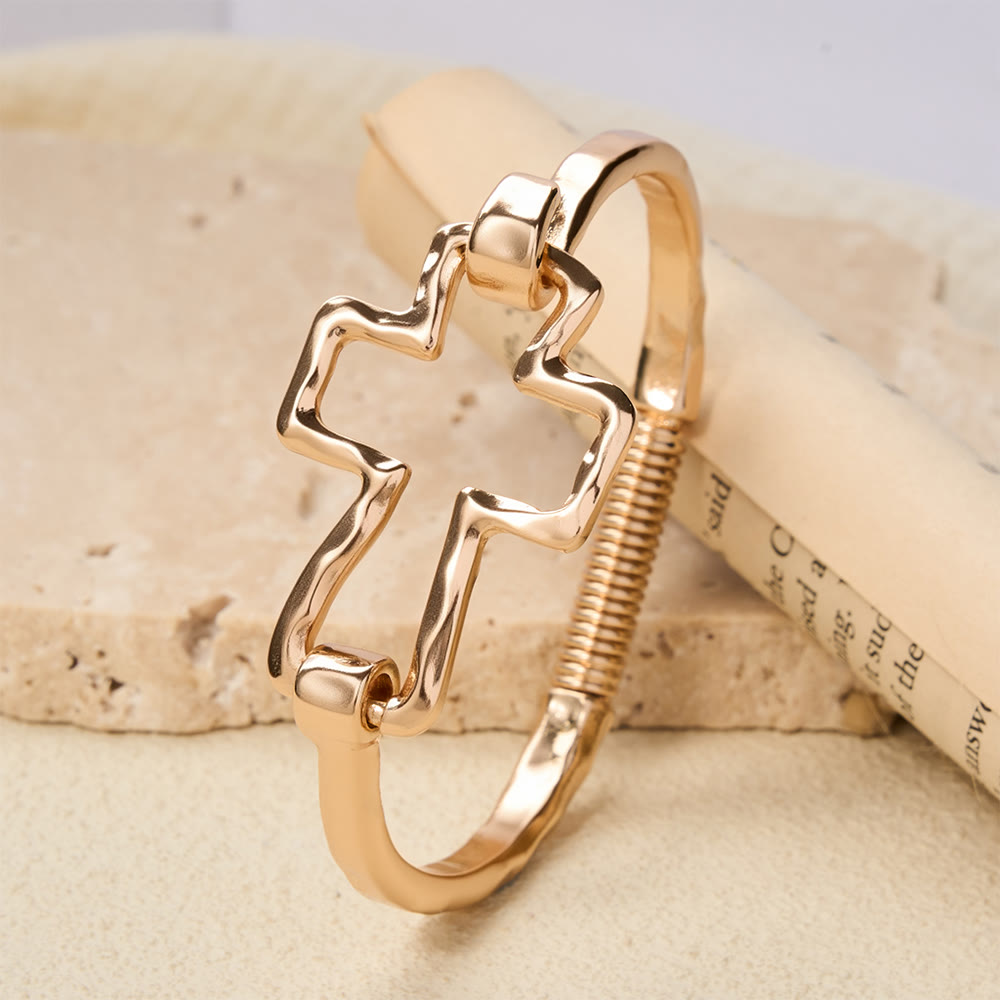 Christianartworkshop Hammered Cross Bangle & Ring Set: A Symbol of Faith and Refined Simplicity - image 3