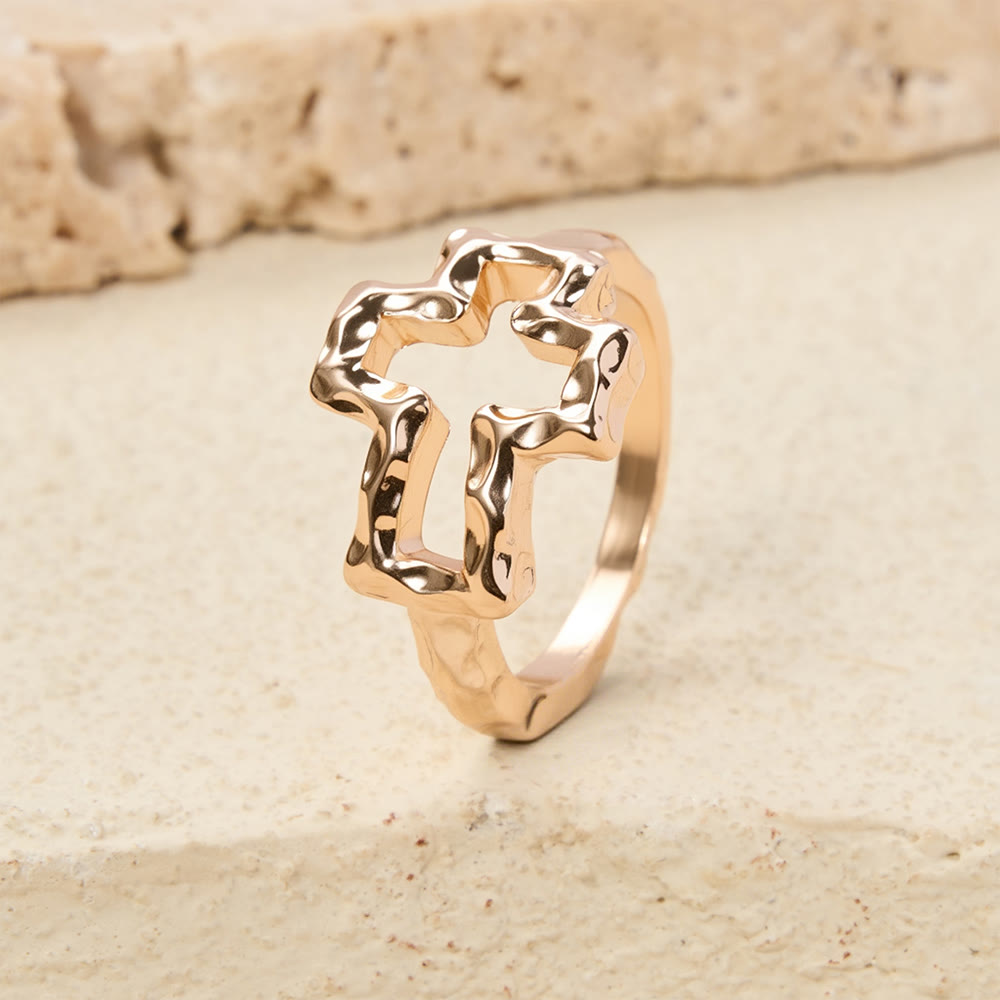 Christianartworkshop Hammered Cross Bangle & Ring Set: A Symbol of Faith and Refined Simplicity - image 4
