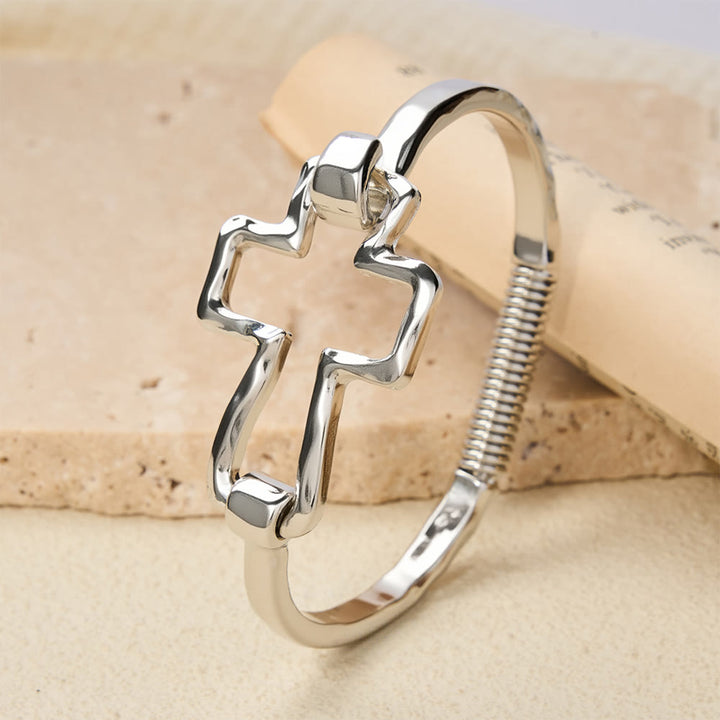 Christianartworkshop Hammered Cross Bangle & Ring Set: A Symbol of Faith and Refined Simplicity - image 8
