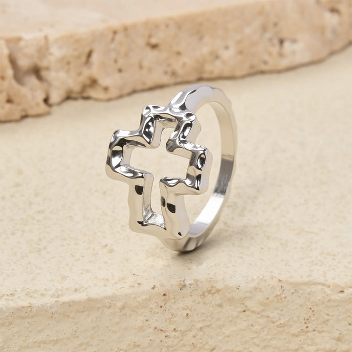 Christianartworkshop Hammered Cross Bangle & Ring Set: A Symbol of Faith and Refined Simplicity - image 9
