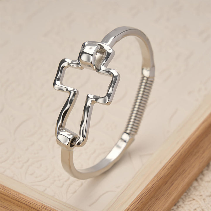 Christianartworkshop Hammered Cross Bangle & Ring Set: A Symbol of Faith and Refined Simplicity - image 10