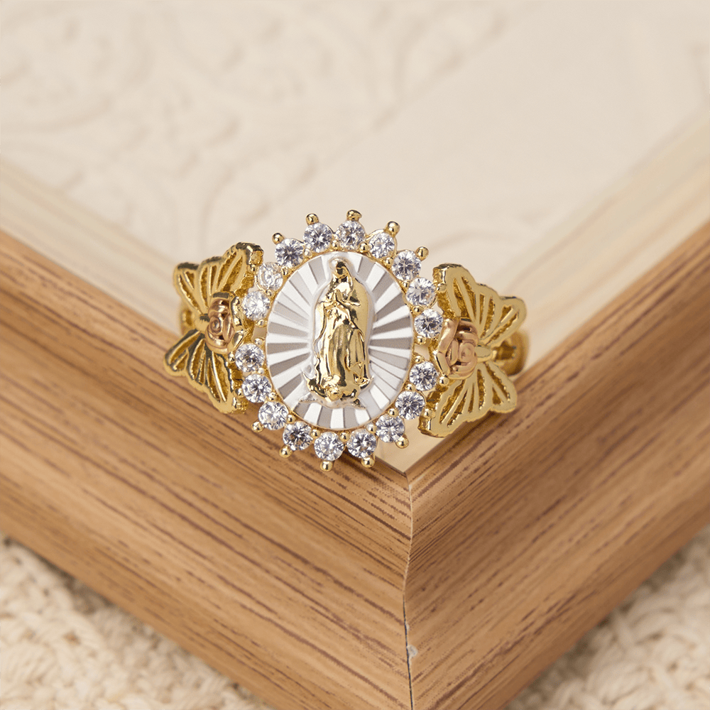 Christianartworkshop Floral Rose Radiant Our Lady Zircon Ring: Carry the Light of Maternal Love - image 3