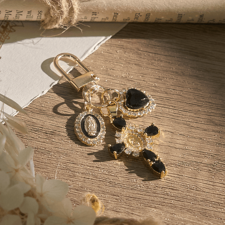 Christianartworkshop Our Lady Cross Heart Keychain: Merging Craft with Spiritual Devotion - Black - image 6