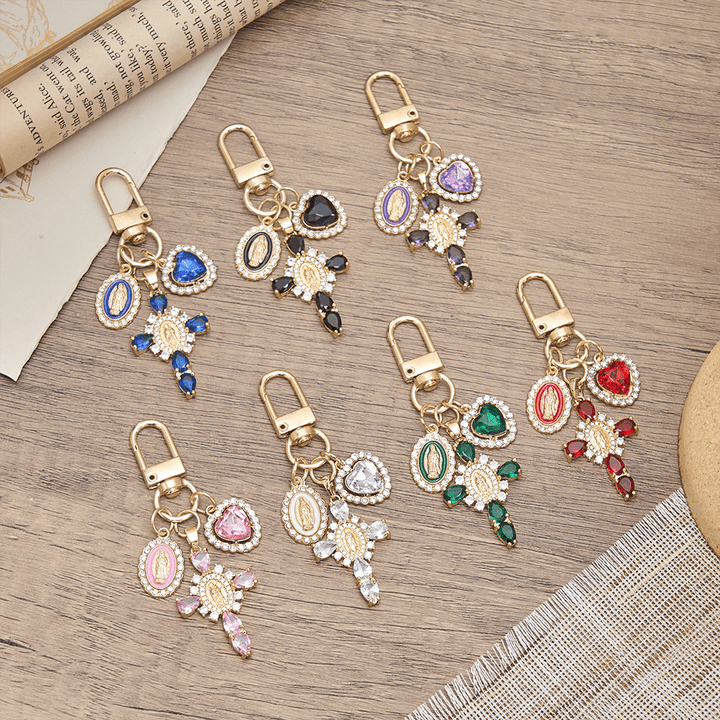 Christianartworkshop Our Lady Cross Heart Keychain: Merging Craft with Spiritual Devotion - image 1