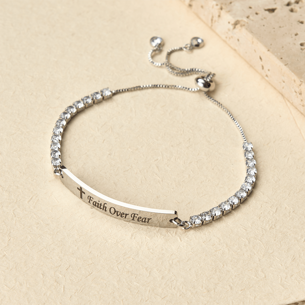Christianartworkshop Four-Color Metal with Engraved Faith Over Fear Bracelet - Silver - Faith - image 4