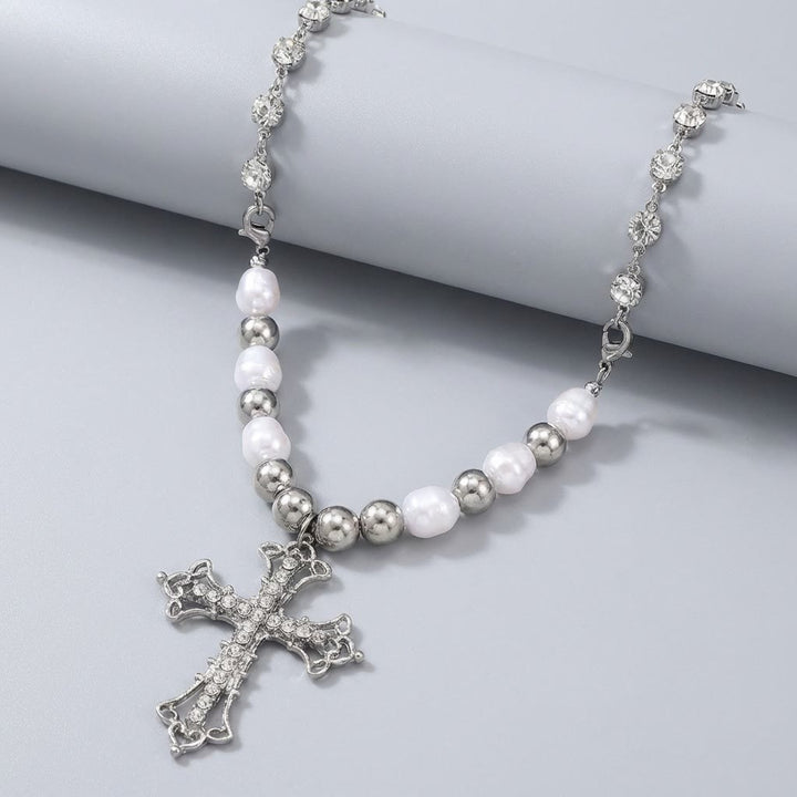 Christianartworkshop Baroque Pearl & Zircon Gothic Cross Necklace: A Symbol of Faith and Romantic Devotion - image 8